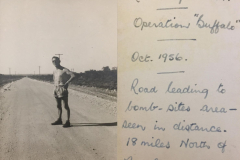 Patrick Savage on road to bomb sites 1956
