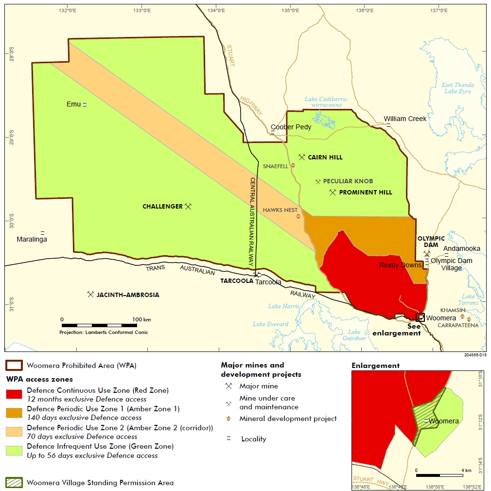 Woomera Access Zones Map