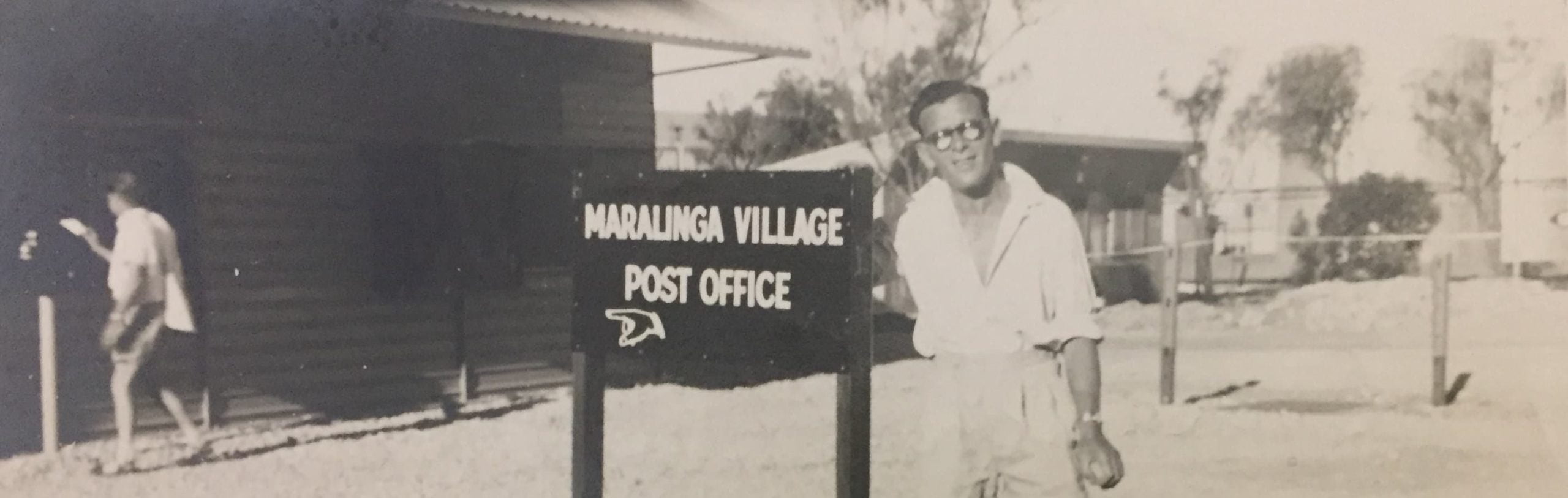 Patrick Savage outside the Maralinga Post Office 22nd Oct 1956