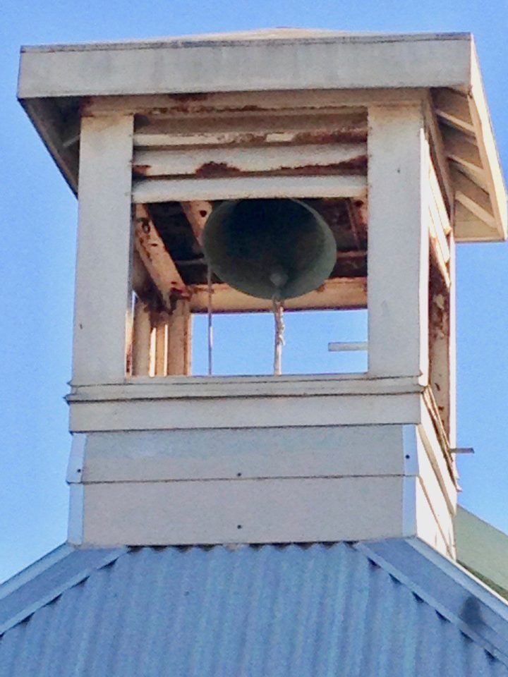The original bell from the Lutheran Church Maralinga now in the Smoky Bay church bell tower