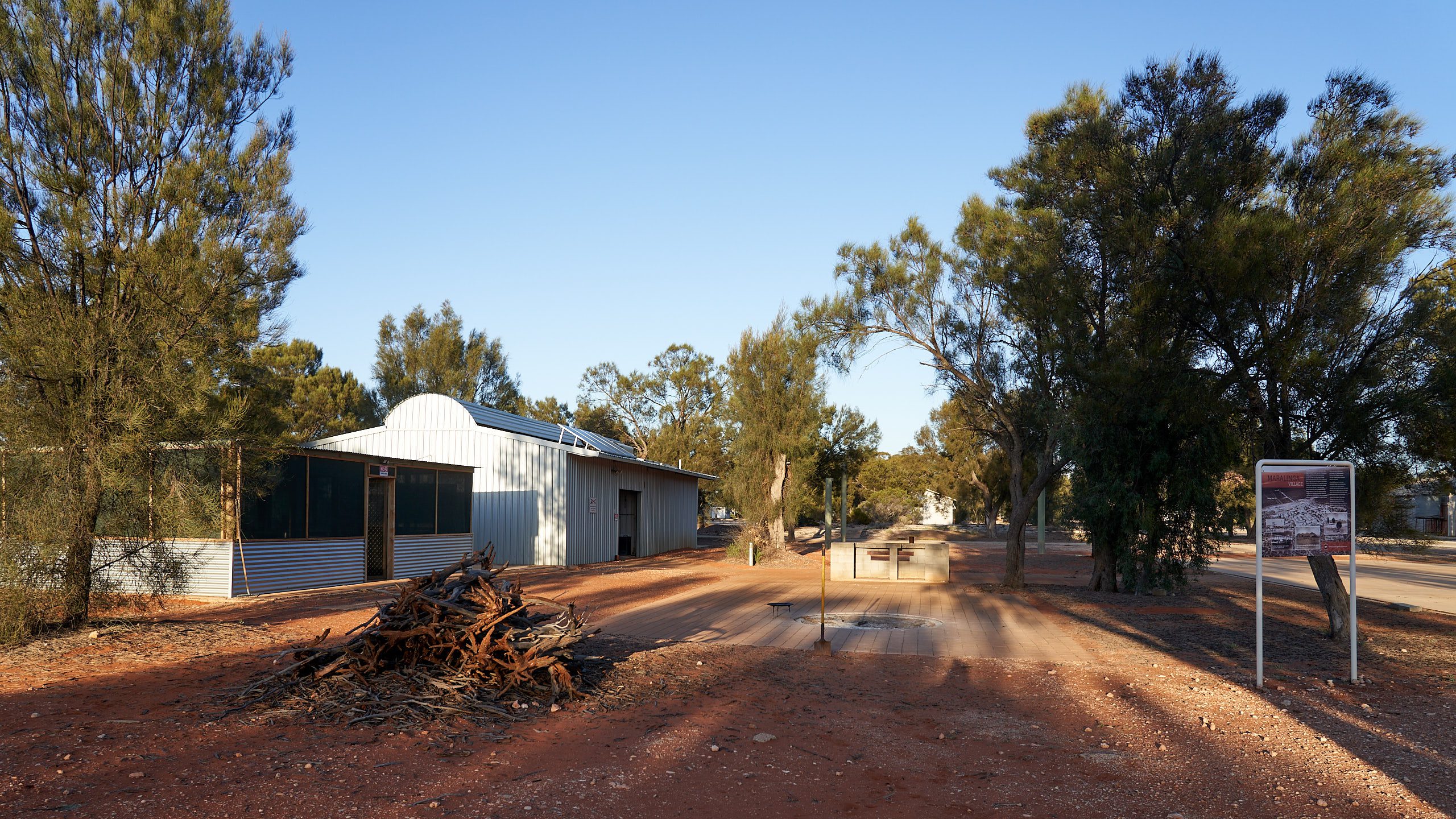 Fire ring and mail ablution block with camp kitchen
