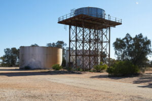 Water Tower, the village water supply is gravity fed from here after being pumped from the airstrip.