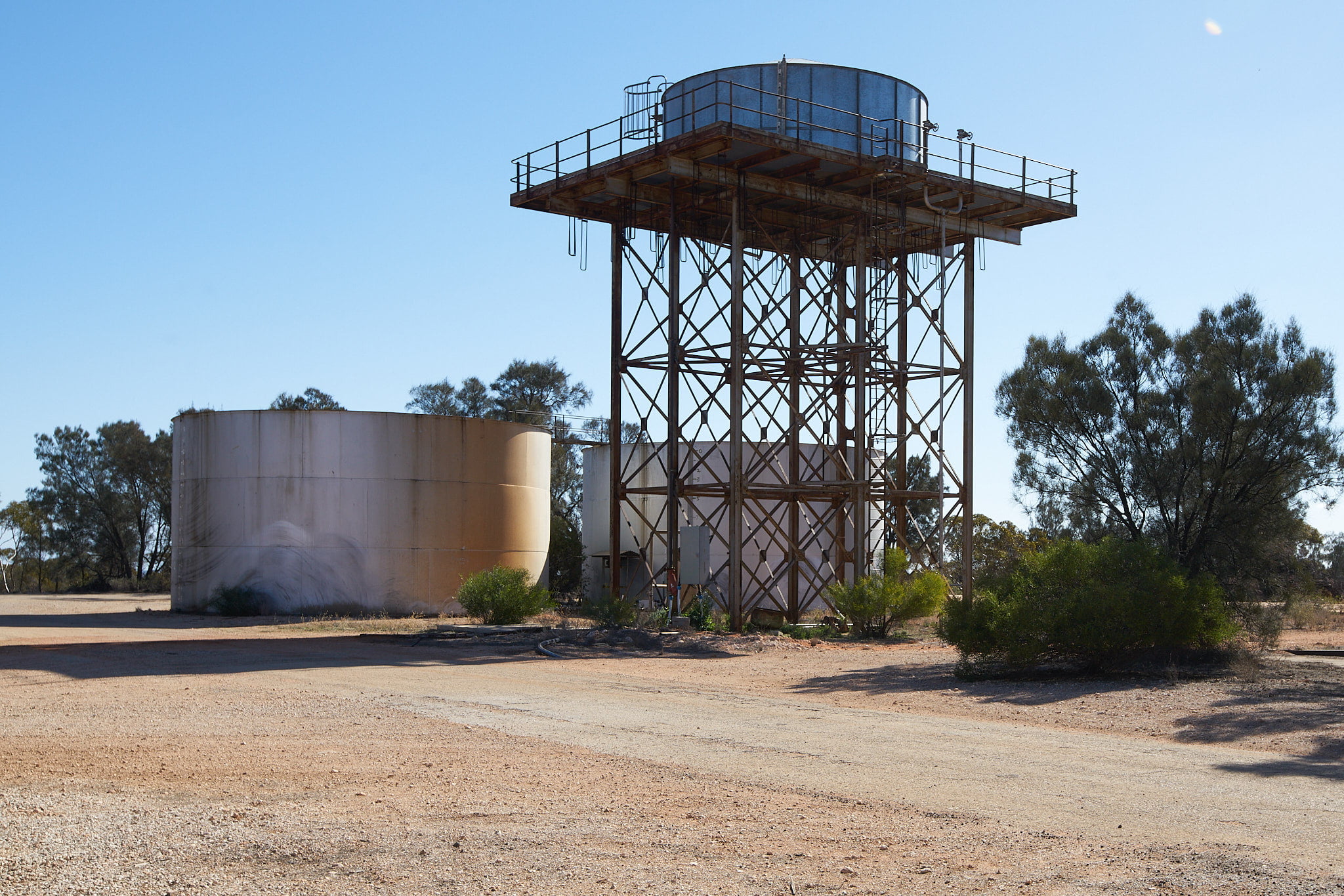 Water Tower, the village water supply is gravity fed from here after being pumped from the airstrip.