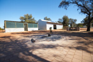 Fire ring and mail ablution block with camp kitchen